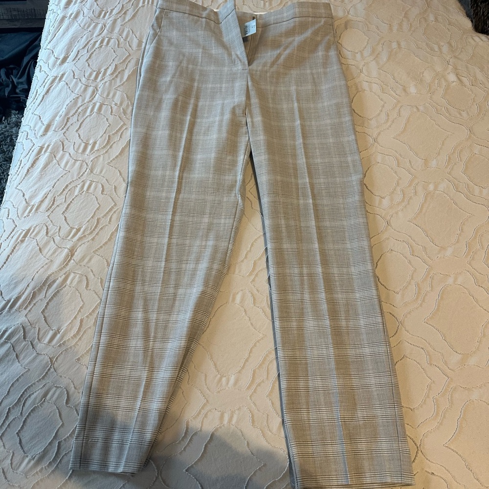 Ann Taylor Beige Plaid Ankle Pants
